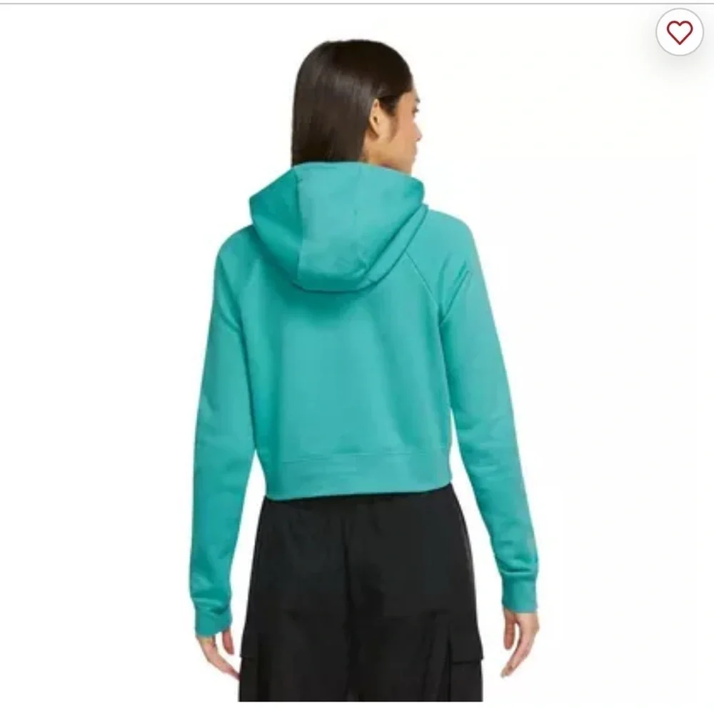 Nike Women’s Essential Cropped Hoodie Blue Turquoise Size XL Sporty Athletic
